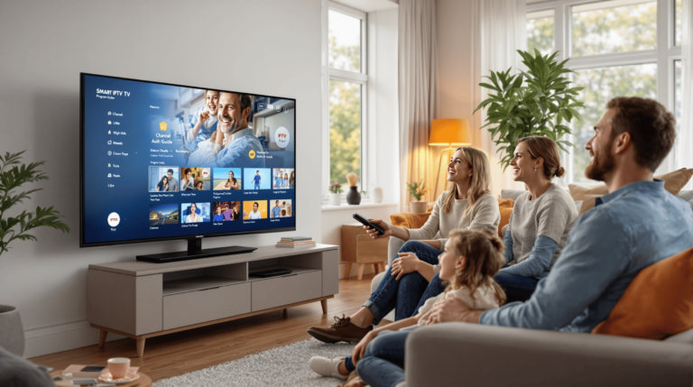 family using smart iptv player